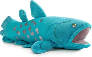 Simulation Coelacanth Plush Toy - 16" Blue Realistic Fish Stuffed Toy, Super Soft Realistic Sea Simulation Fish Doll, Plush Gift Collection Decoration for Kids