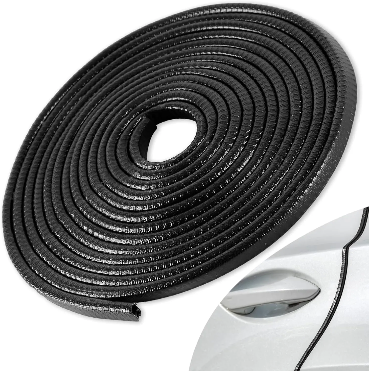 SINGARO 49Ft (15M) Car Door Edge Guard, No Glue Car Door Entry Guard Protective Strip, Rubber Edge Trim Car Door Protector, Applicable to Car, Truck, SUV and ATV, Car Exterior Accessories（Black）