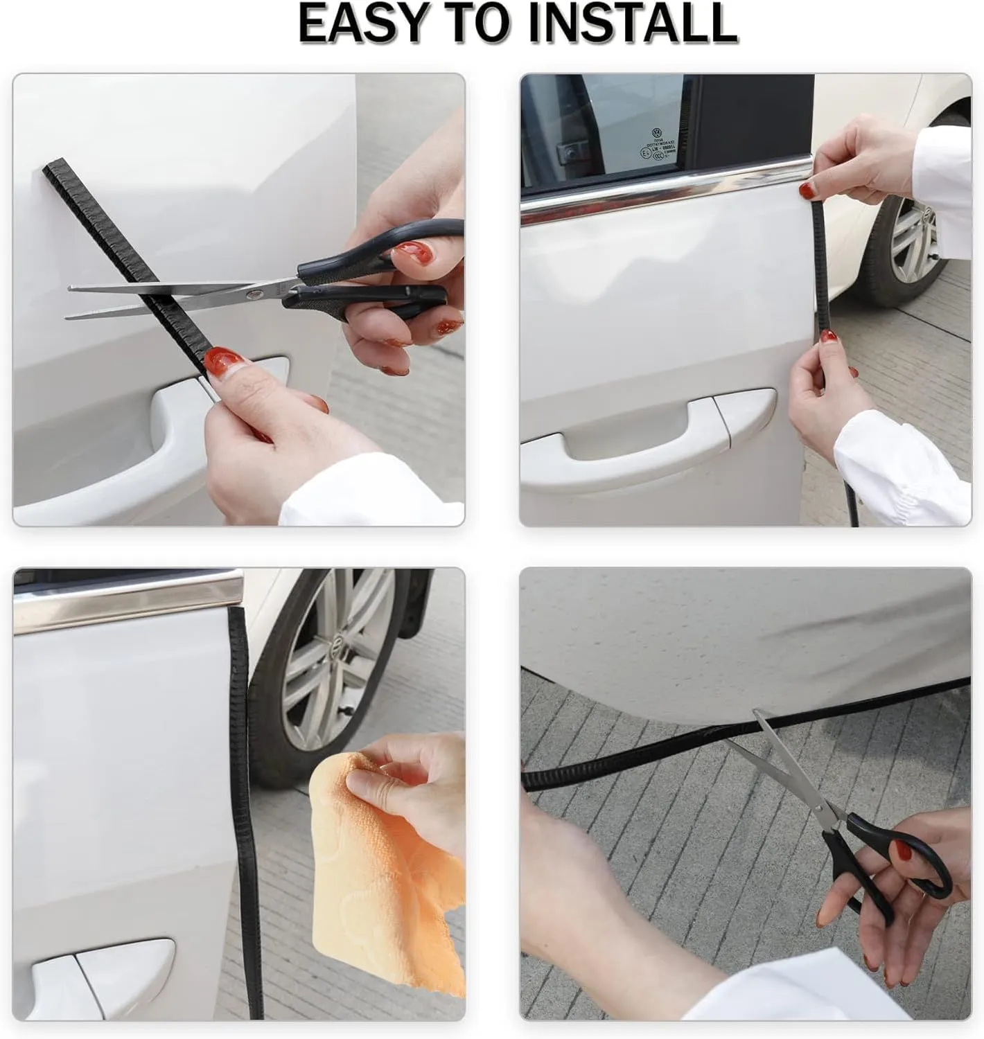 SINGARO 49Ft (15M) Car Door Edge Guard, No Glue Car Door Entry Guard Protective Strip, Rubber Edge Trim Car Door Protector, Applicable to Car, Truck, SUV and ATV, Car Exterior Accessories（Black）
