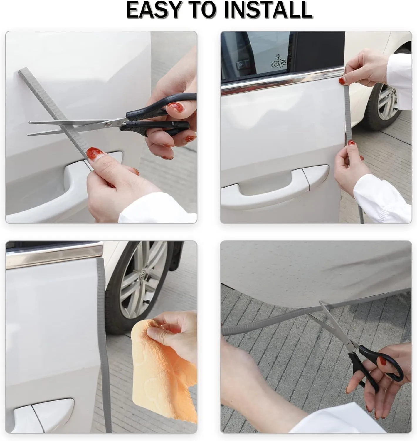 SINGARO 49Ft (15M) Car Door Edge Guard, No Glue Car Door Entry Guard Protective Strip, Rubber Edge Trim Car Door Protector, Applicable to Car, Truck, SUV and ATV, Car Exterior Accessories（Gray）