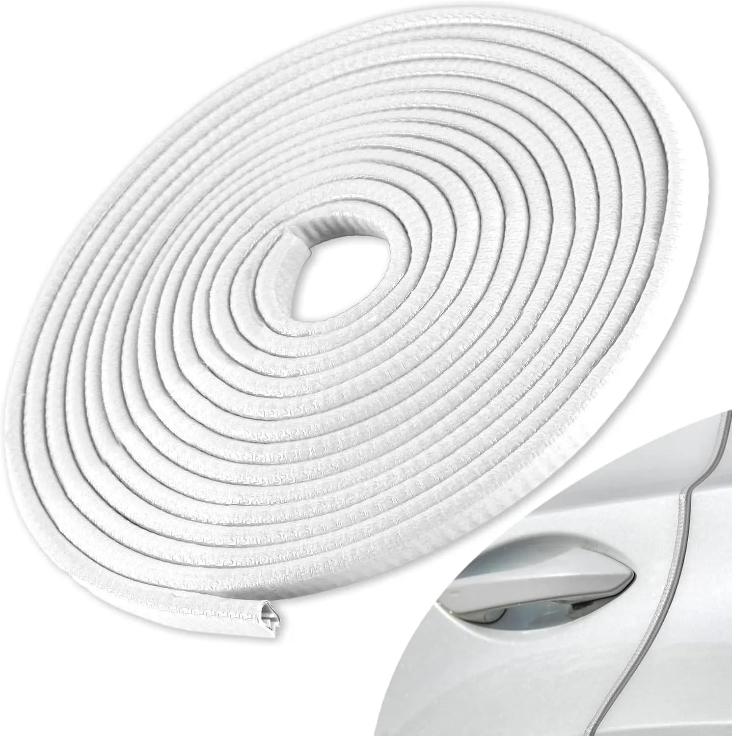 SINGARO 49Ft (15M) Car Door Edge Guard, No Glue Car Door Entry Guard Protective Strip, Rubber Edge Trim Car Door Protector, Applicable to Car, Truck, SUV and ATV, Car Exterior Accessories（White）