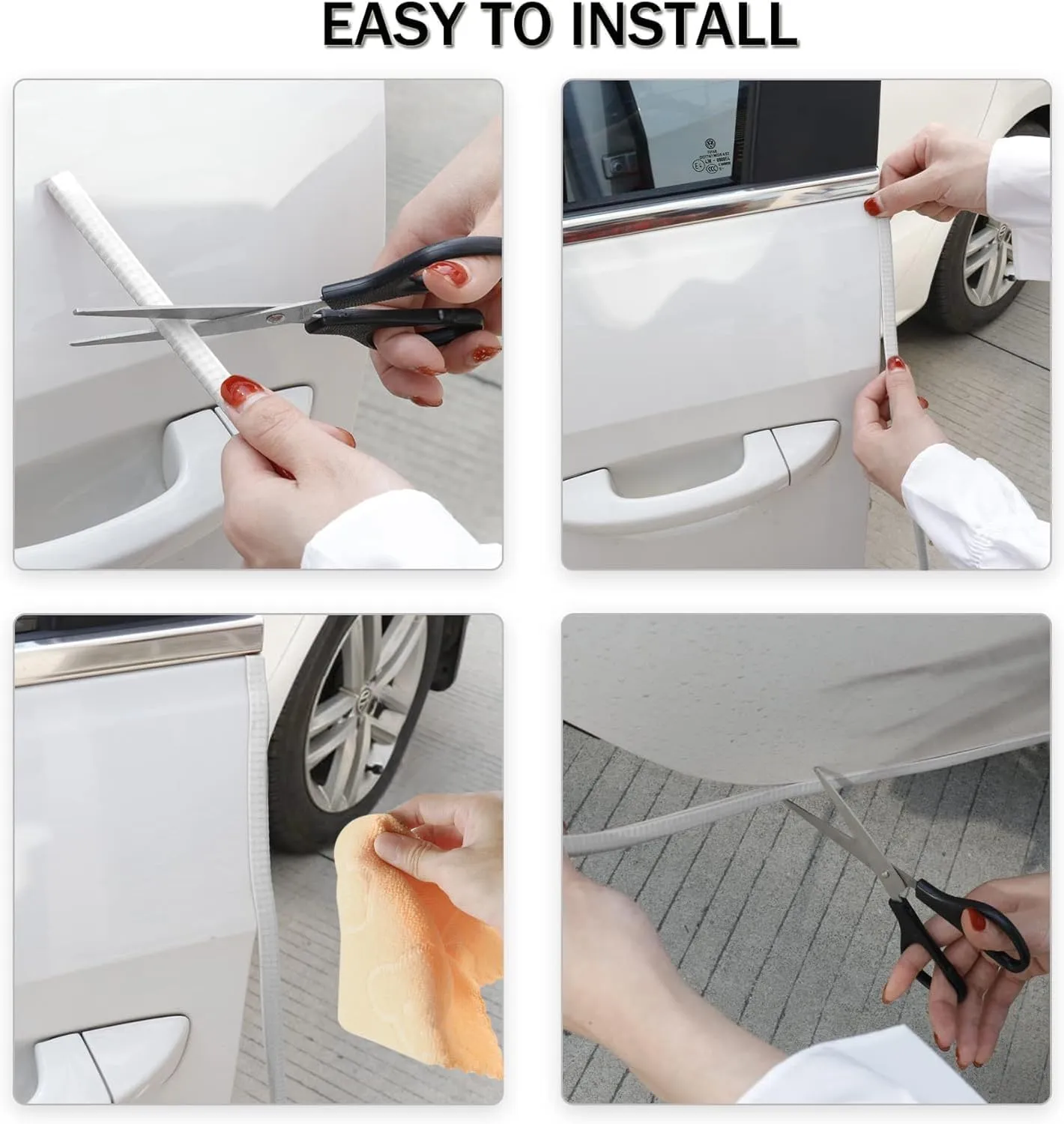 SINGARO 49Ft (15M) Car Door Edge Guard, No Glue Car Door Entry Guard Protective Strip, Rubber Edge Trim Car Door Protector, Applicable to Car, Truck, SUV and ATV, Car Exterior Accessories（White）