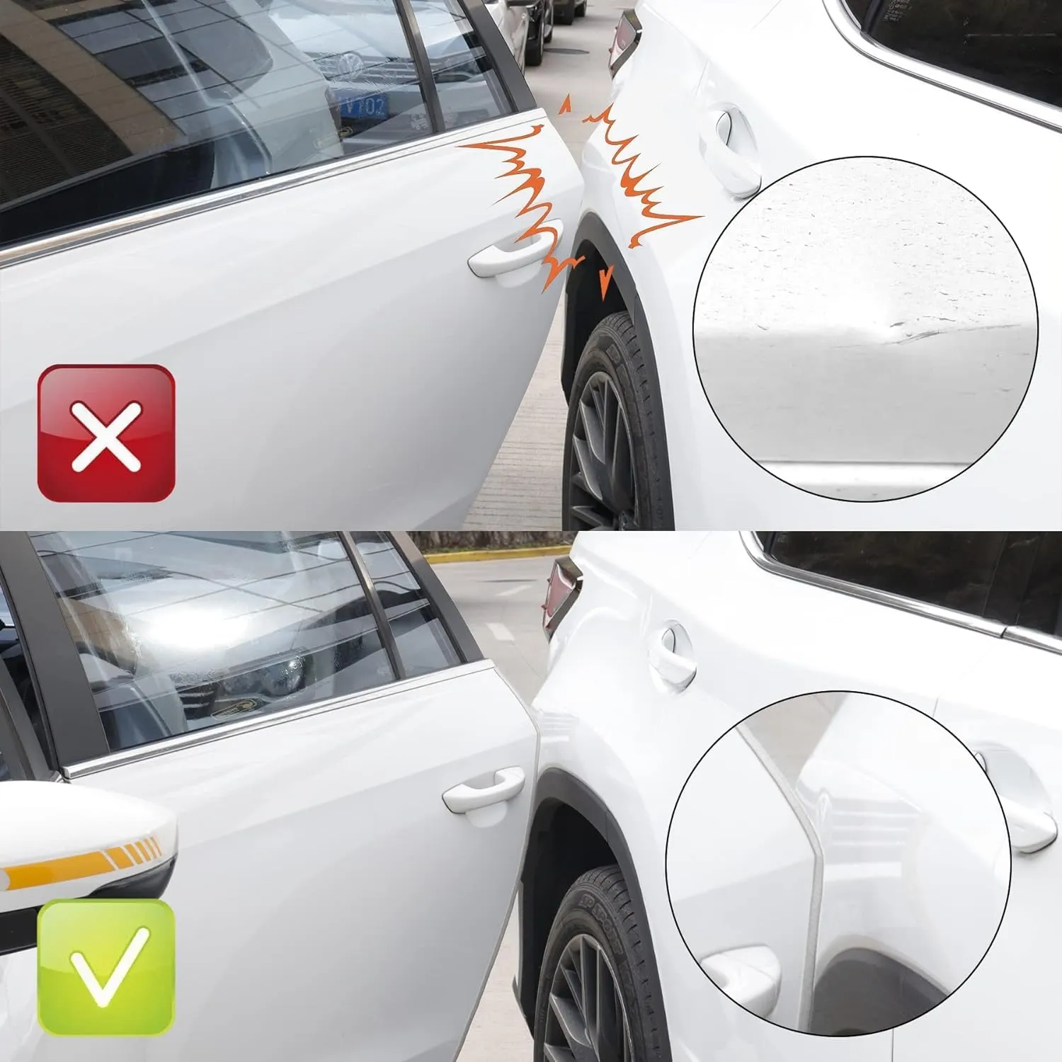 SINGARO 49Ft (15M) Car Door Edge Guard, No Glue Car Door Entry Guard Protective Strip, Rubber Edge Trim Car Door Protector, Applicable to Car, Truck, SUV and ATV, Car Exterior Accessories（White）