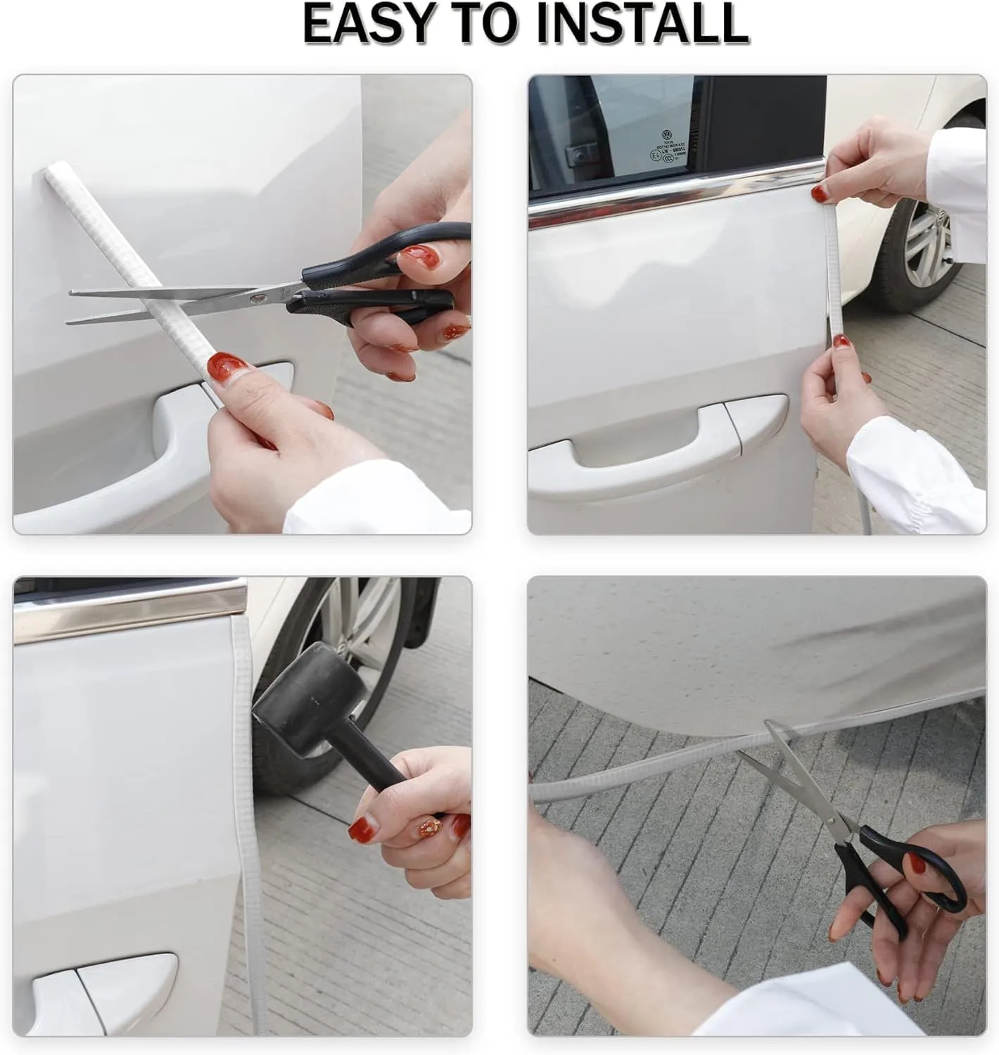 SINGARO 49Ft (15M) Car Door Edge Guard, No Glue Car Door Entry Guard Protective Strip, Rubber Edge Trim Car Door Protector, Applicable to Car, Truck, SUV and ATV, Car Exterior Accessories（White）
