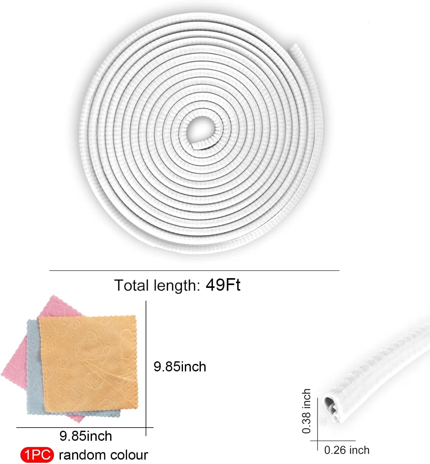 SINGARO 49Ft (15M) Car Door Edge Guard, No Glue Car Door Entry Guard Protective Strip, Rubber Edge Trim Car Door Protector, Applicable to Car, Truck, SUV and ATV, Car Exterior Accessories（White）