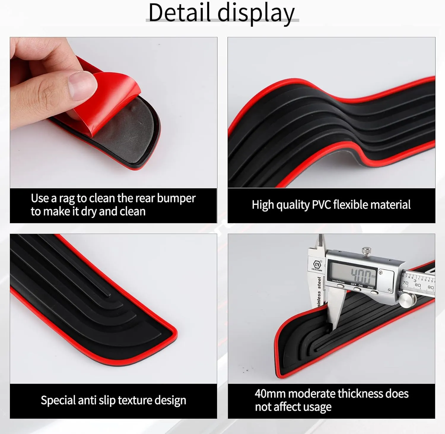 SINGARO Car Door Threshold Protection, 4PCS Door Edge Step Dust Shield Cover, Door Width 23.6x1.96inch Car/SUV Universal Rubber Scratch Resistant Exterior Accessories (Sport)