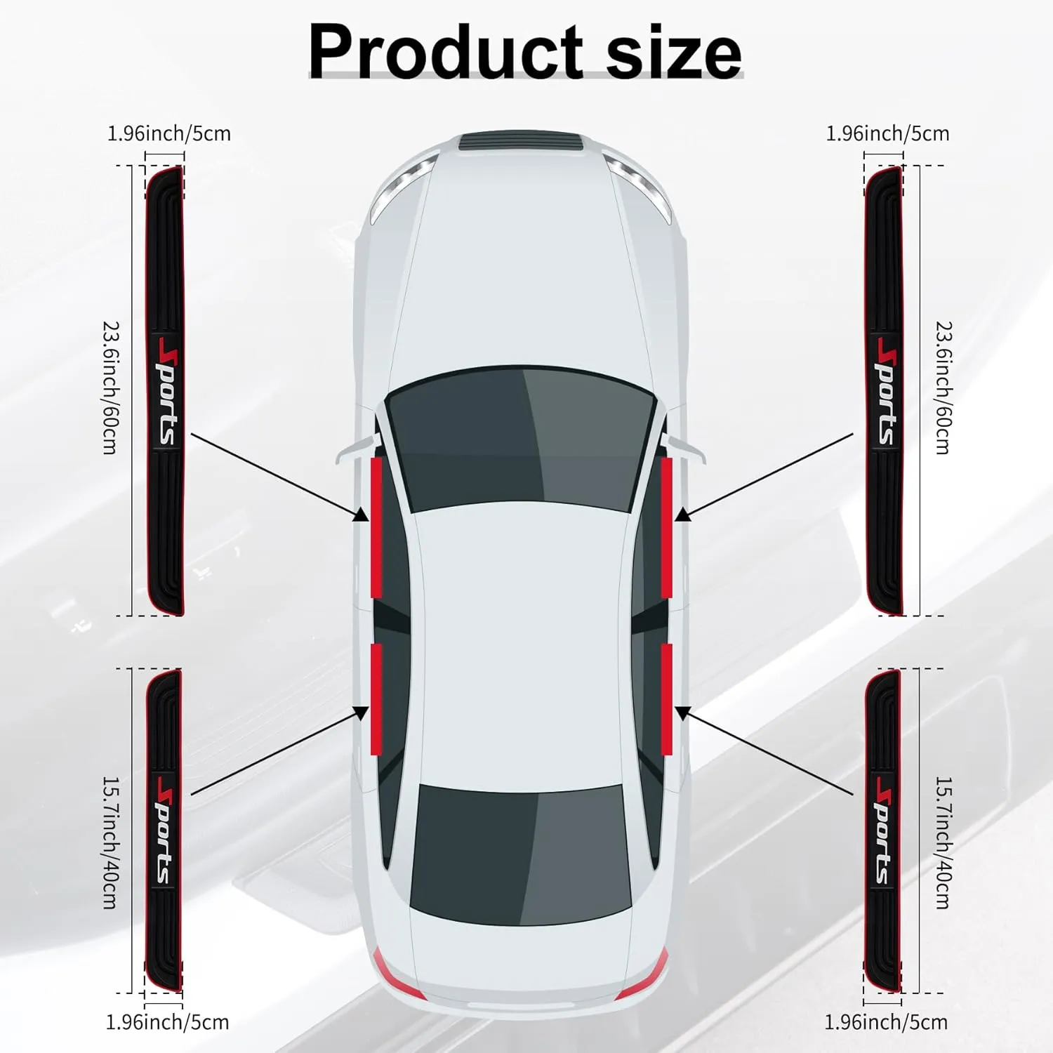 SINGARO Car Door Threshold Protection, 4PCS Door Edge Step Dust Shield Cover, Door Width 23.6x1.96inch Car/SUV Universal Rubber Scratch Resistant Exterior Accessories (Sport)