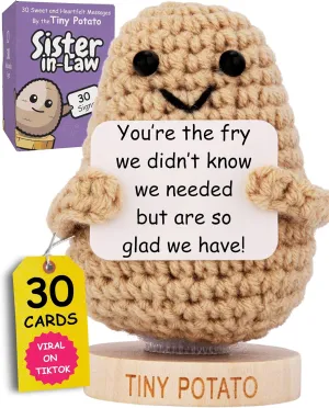 Sister in Law Gifts for Mothers Day - Positive Potato Crochet Doll with 30 Messages for Your Sister Inlaw, Sister-in-Law Birthday Gift, Cute Present Ideas Gifts for Bonus Sisters in Law