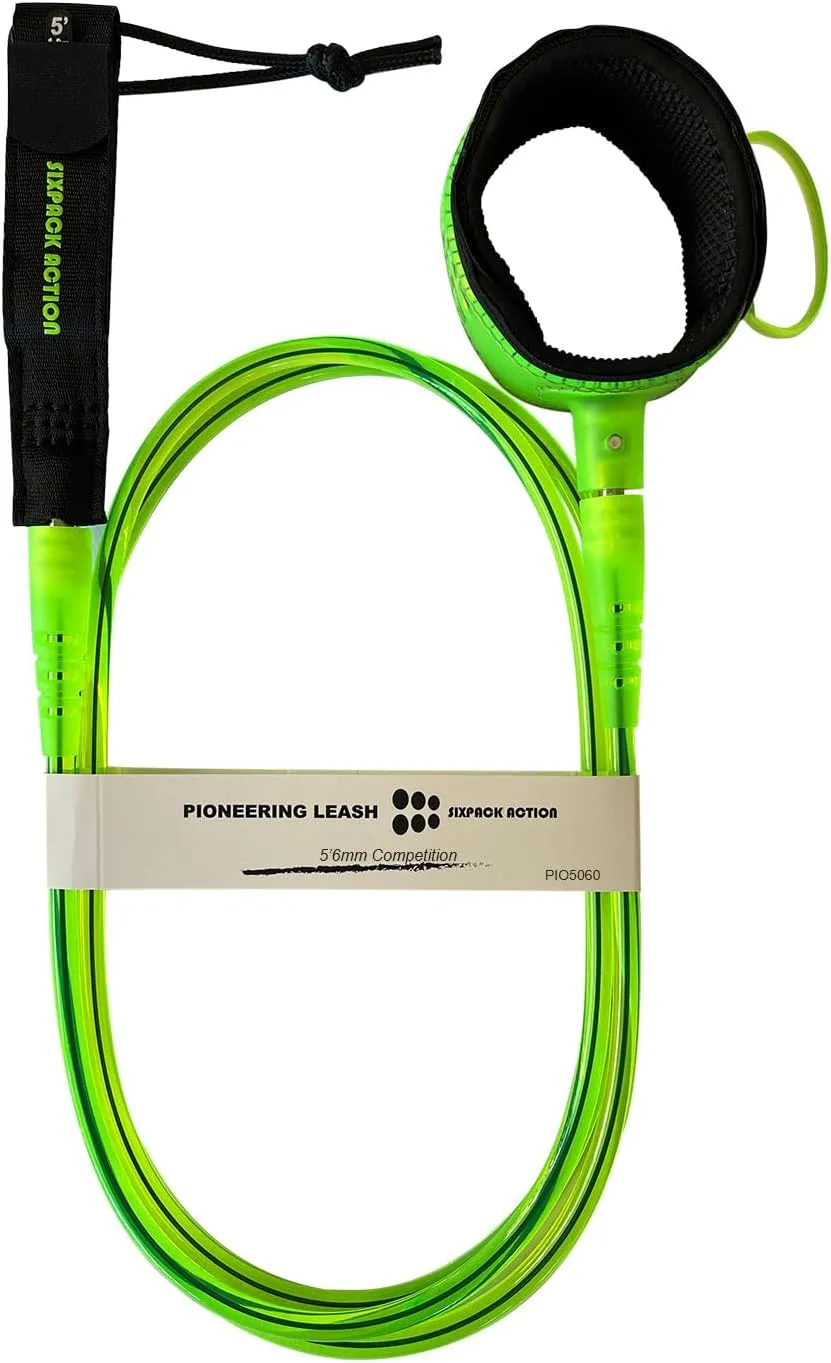SIXPACK ACTION Pioneering 5ft/6ft/7ft/8ft/9ft Comp Pro Surf Leash, Surfboard Leash with 360-Degree Integral Molding Cuff Providing Maximum Durability, Flexibility and Comfort