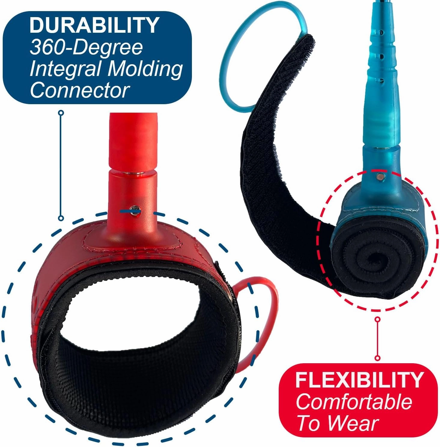 SIXPACK ACTION Pioneering 5ft/6ft/7ft/8ft/9ft Comp Pro Surf Leash, Surfboard Leash with 360-Degree Integral Molding Cuff Providing Maximum Durability, Flexibility and Comfort