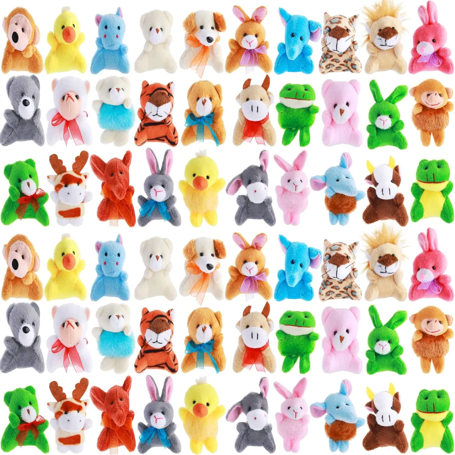 Skylety 60 Pack Mini Plush Animals Bulk Mini Stuffed Animals Plush Toy Small Stuffed Keychain Cute Assortment for Carnival Prizes, Party Favor, Kindergarten Goodie Bag Fillers