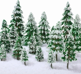 Skylety 35 Pieces Mini Snow Pine Model Trees 1.97-5.9 Inch, 6 Size Miniature Sisal Snow Frost Trees for Christmas Village Decoration Train Scenery Winter Ornaments DIY Crafts