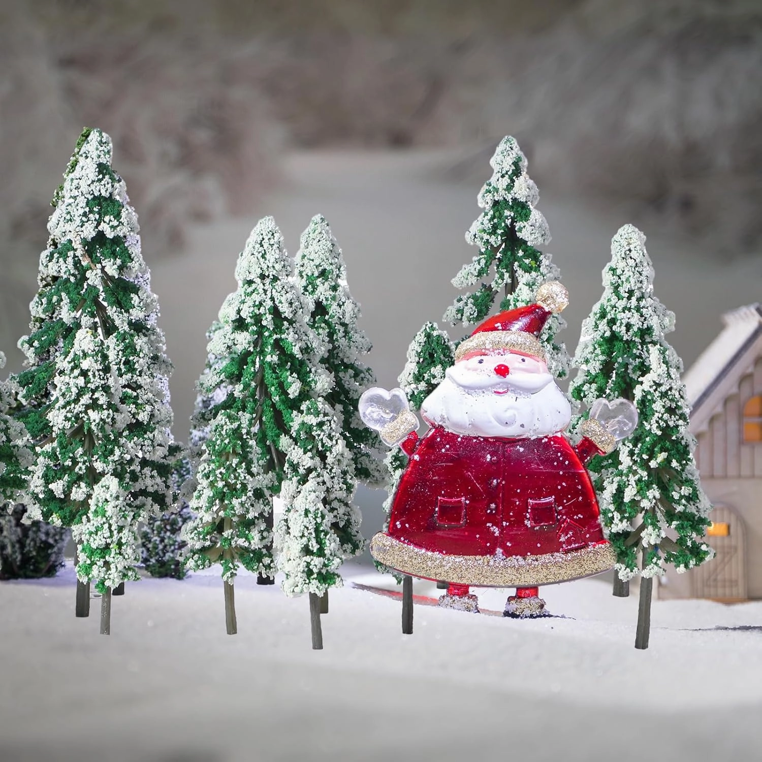 Skylety 35 Pieces Mini Snow Pine Model Trees 1.97-5.9 Inch, 6 Size Miniature Sisal Snow Frost Trees for Christmas Village Decoration Train Scenery Winter Ornaments DIY Crafts