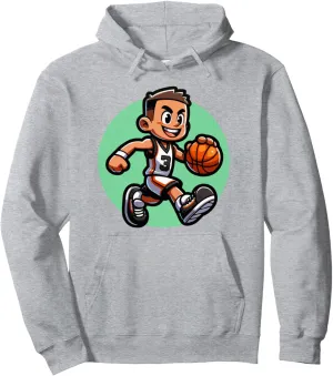 Slam Dunk Master Colorful Basketball Character Hoopster Kids Pullover Hoodie