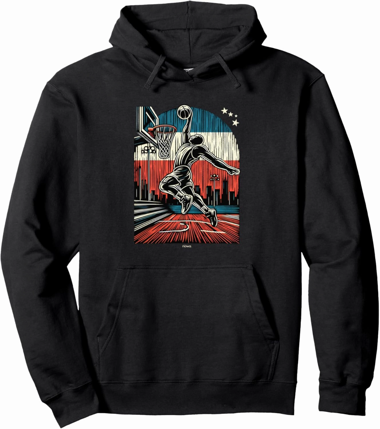SLAM DUNK ON OUTDOOR CITY BASKETBALL COURT IN USA COLORS Pullover Hoodie