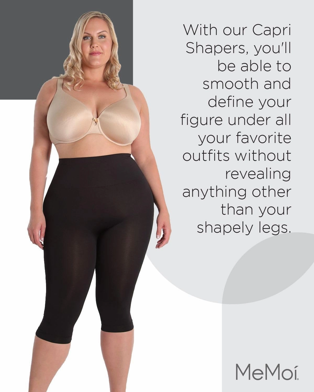 SlimMe Shapewear Leggings, High Waisted Tummy Control Capri Shapewear, Comfortable Knee Length Body Shaper - S to Q2