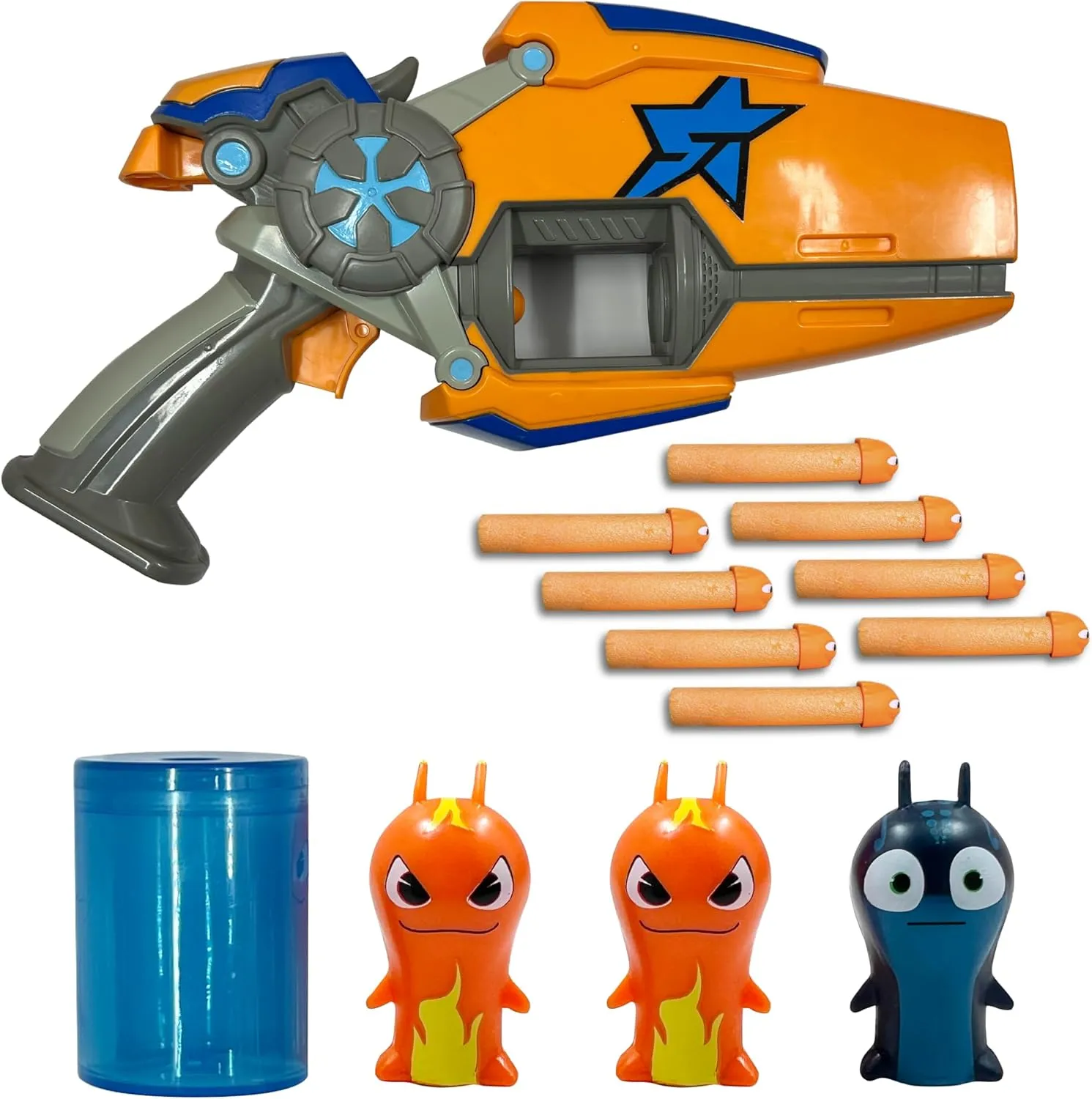 Slugterra Eli's Blaster & Mini Collectible Figurines Bundle, Set Includes 1 Blaster, 5-Pack Slug Characters & 3 Foam Slug Ammo, Toy for Kids & Teens
