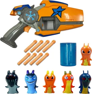 SLUGTERRA Eli's Rapid Fire Megamorph Blaster & Mini Collectible Figurines Bundle, Toy Set Includes 1 Blaster, 5-Pack Slug Characters, 8 Slug Ammo & Burpy Exclusive Figure