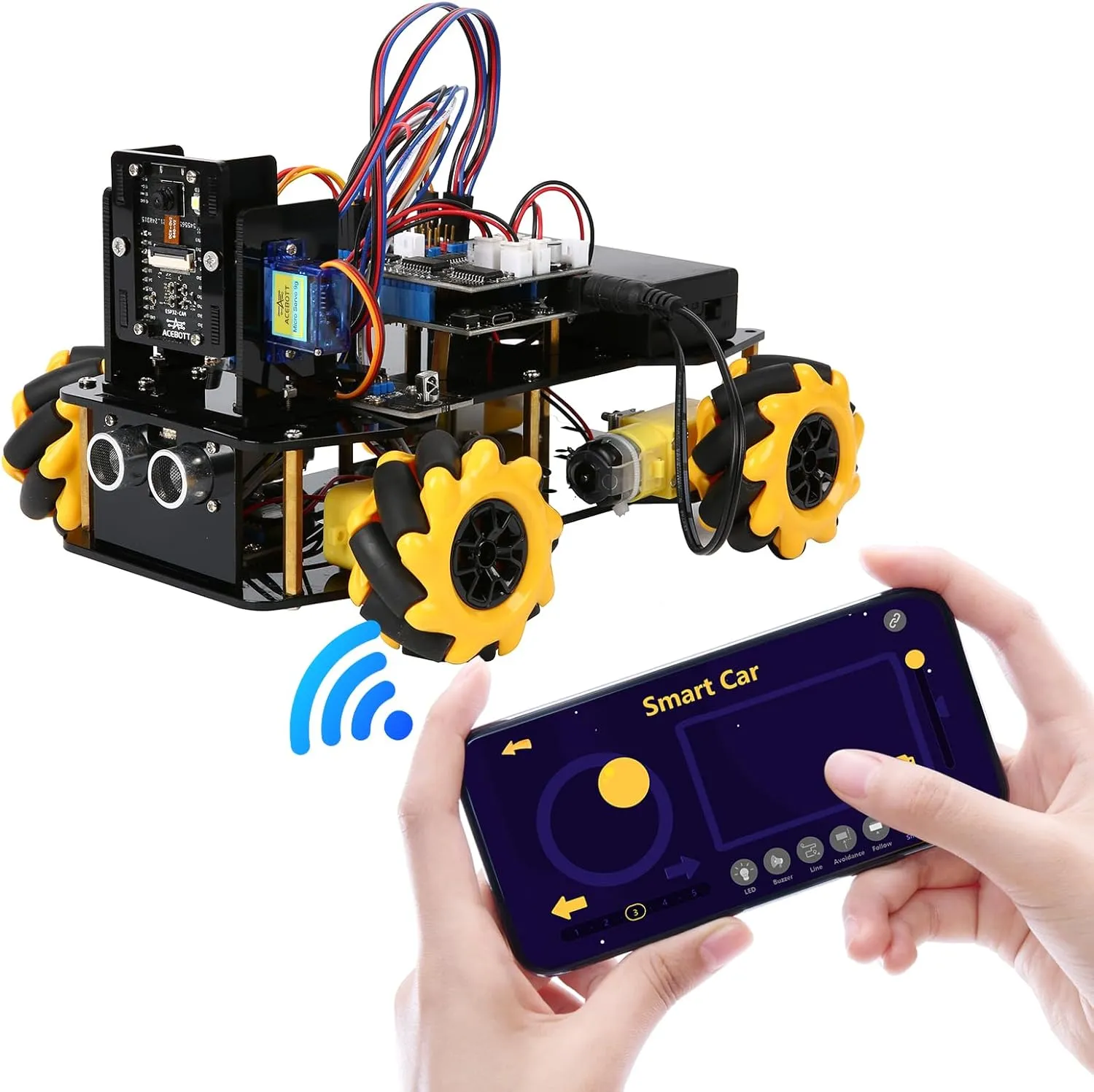 Smart Car kit Functions STEM Coding for Ages 12-16,16  Camera Expansion Pack (Without Car)-QD002