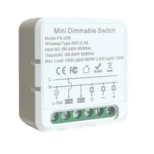 Smart Dimmer Switch, Dimmer Smart Relay, Compatible with Alexa and Google Home Smart Speakers Smart Life/Tuya App, Mini Smart Light Switch Module as Home Assistant, No Hub Required (1Pack)