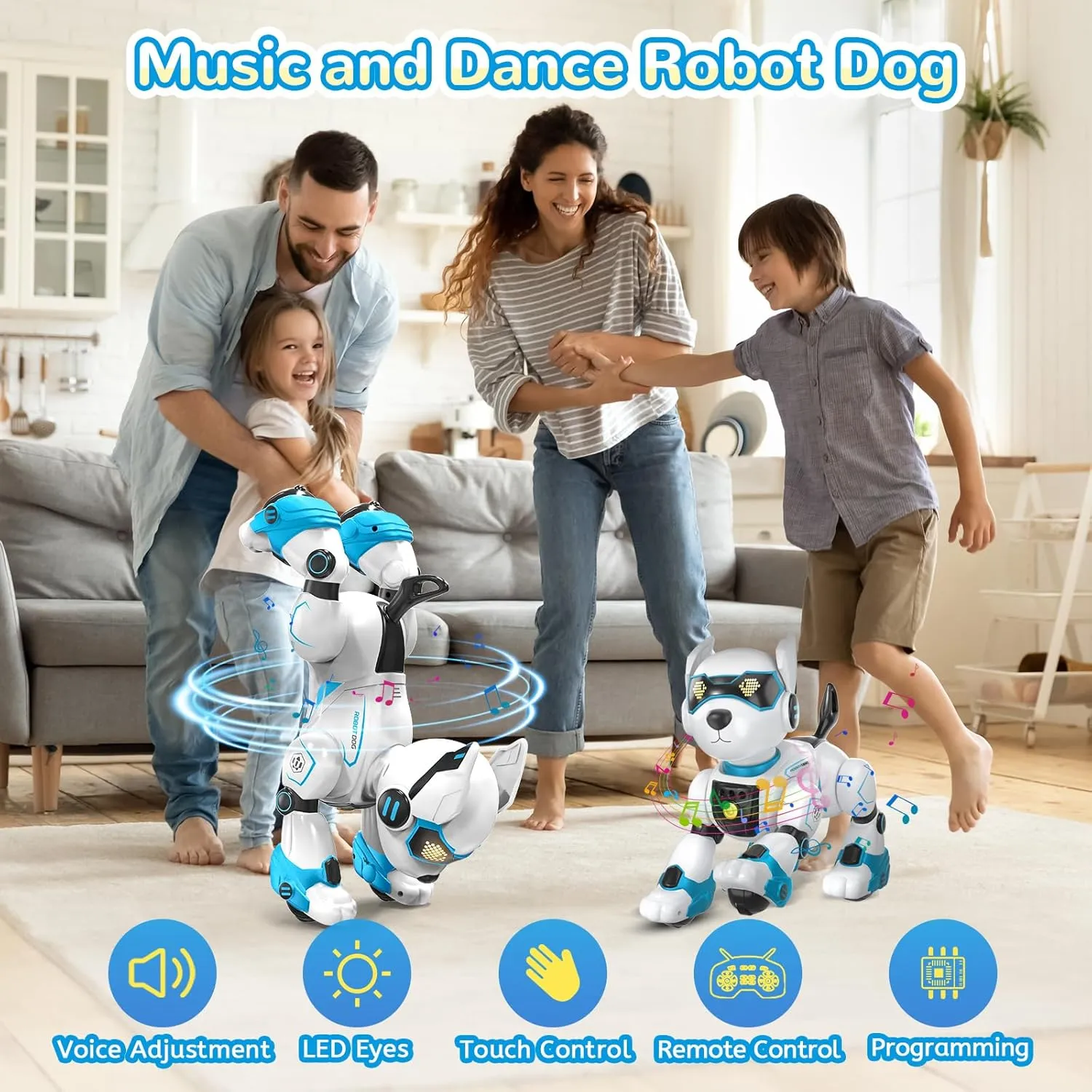 Smart Robots Dog Toy for Kids, Programmable Interactive RC Robotic Pets with Voice Control and Touch Sensory, Imitates Animals Music Dancing, Present for Kids Boys and Girls