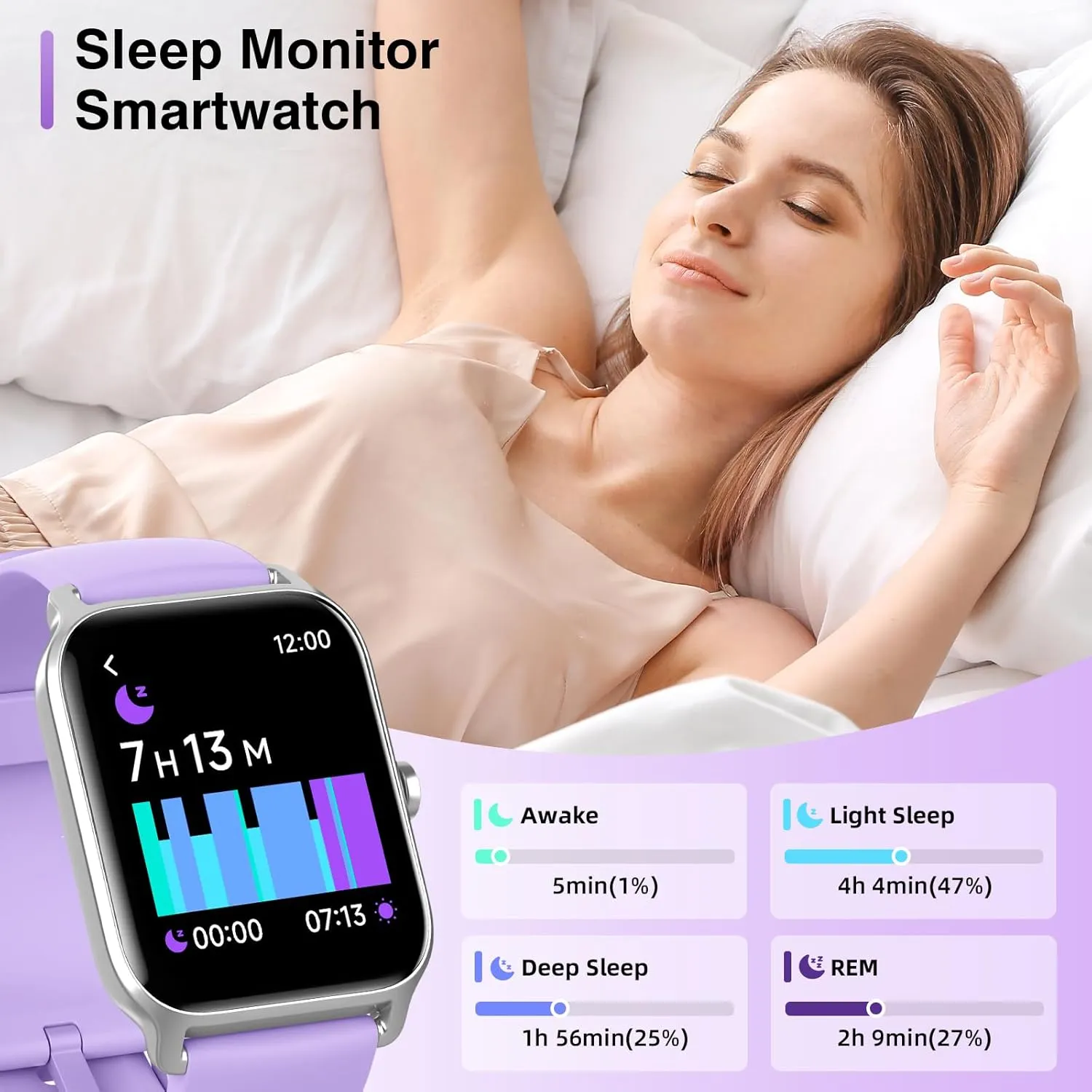 Smart Watch for Women Men, Smartwatch 1.8'' Alexa Fitness Tracker IP68 Waterproof Smart Watches for Women Compatible for Android & iOS with Bluetooth Calls, IP68 Heart Rate/Sleep/SpO2 Monitor, 110 