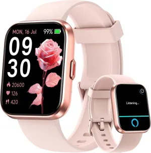 Smart Watches for Women Android iPhone, [1.8'' HD Screen] Smartwatch Alexa Built-in Fitness Tracker Watch with Bluetooth Calls, IP68 Waterproof, Heart Rate/Sleep/SpO2 Monitor, 110 Sports Mode