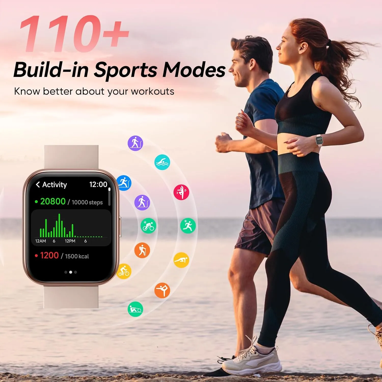 Smart Watches for Women Android iPhone, [1.8'' HD Screen] Smartwatch Alexa Built-in Fitness Tracker Watch with Bluetooth Calls, IP68 Waterproof, Heart Rate/Sleep/SpO2 Monitor, 110 Sports Mode