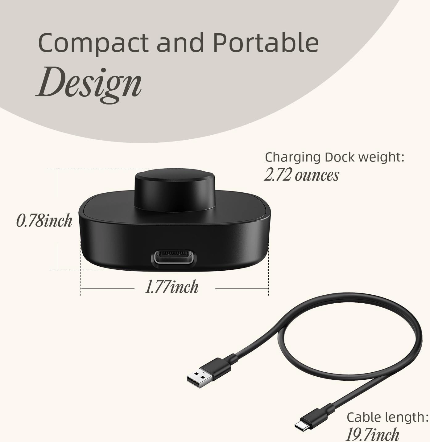 Smart Ring Charging Size 8, Compatible with Oura Ring Gen3 Charger, Fast Charging Dock and USB-C Cable, Charger for Smart Ring (Black)
