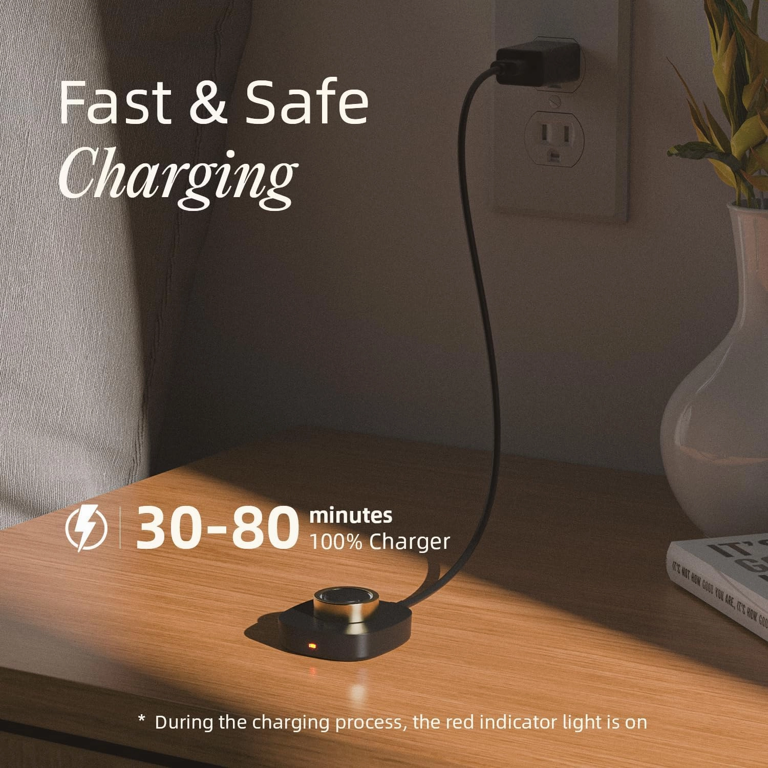 Smart Ring Charging Size 8, Compatible with Oura Ring Gen3 Charger, Fast Charging Dock and USB-C Cable, Charger for Smart Ring (Black)