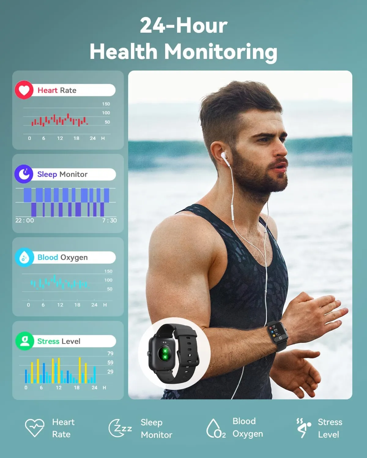 Smartwatch for Men Women, Alexa Built-in, 1.8" Fitness Tracker, IP68 Waterproof Smartwatch for Android & iPhone with Bluetooth Call (Answer/Make), Heart Rate/SpO2/Sleep Monitor/Pedometer, Black