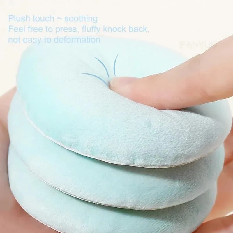 Soft Powder Puff Makeup Tool for Face with Cute Bunny Print – Reusable Velvet Flocking Makeup Powder Puff and Beauty Blender for Loose Powder Application, Thick Cotton Round Sponge (Blue) (Blue)