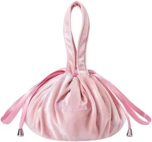 Soft Velvet Makeup Pouch with Cute Bunny Charm - Ideal for On - the - Go Beauty Needs! (Pink)