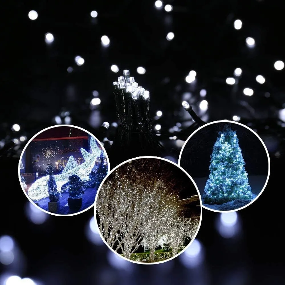 Solar Christmas Light String, 100M 1000 LED Outdoor Light String 8 Modes Waterproof Solar String Lights for Trees Patio Fence Party Christmas Decor (White)