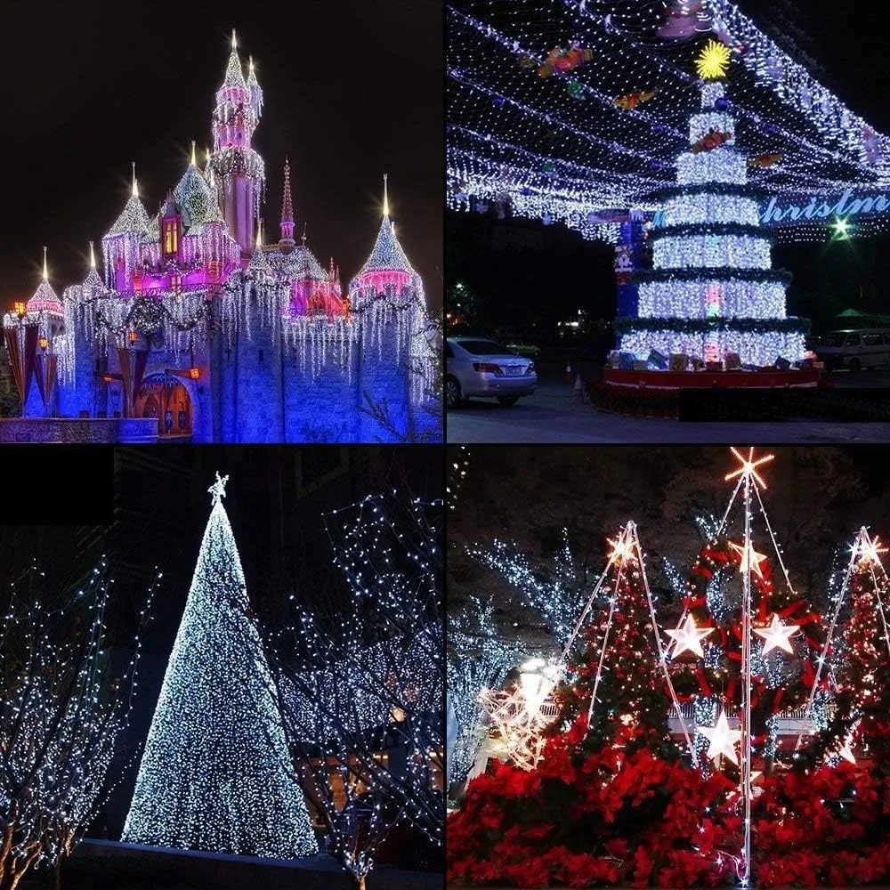 Solar Christmas Light String, 100M 1000 LED Outdoor Light String 8 Modes Waterproof Solar String Lights for Trees Patio Fence Party Christmas Decor (White)