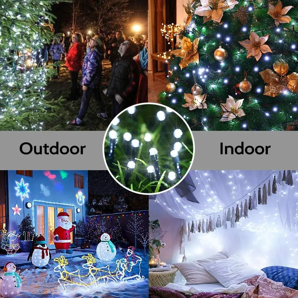 Solar Christmas Light String, 100M 1000 LED Outdoor Light String 8 Modes Waterproof Solar String Lights for Trees Patio Fence Party Christmas Decor (White)