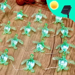 Solar Nautical String Lights - 40LED 14ft Waterproof Outdoor Fairy Lights ， Sea Turtle Decor - Beach Décor, Ocean Balcony, Patio, Yard Fence & Window - Nautical Sea Life Design for Outdoor Gardens