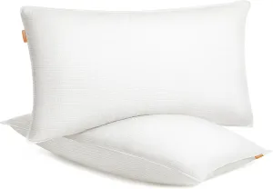 SONGMICS HOME Bed Pillows King Size Set of 2,Down Alternative Hotel Pillow,Skin Friendly Viscose Cooling Seersucker Cover,for Back,Stomach,Side Sleepers,Cloud White UTBP033W01