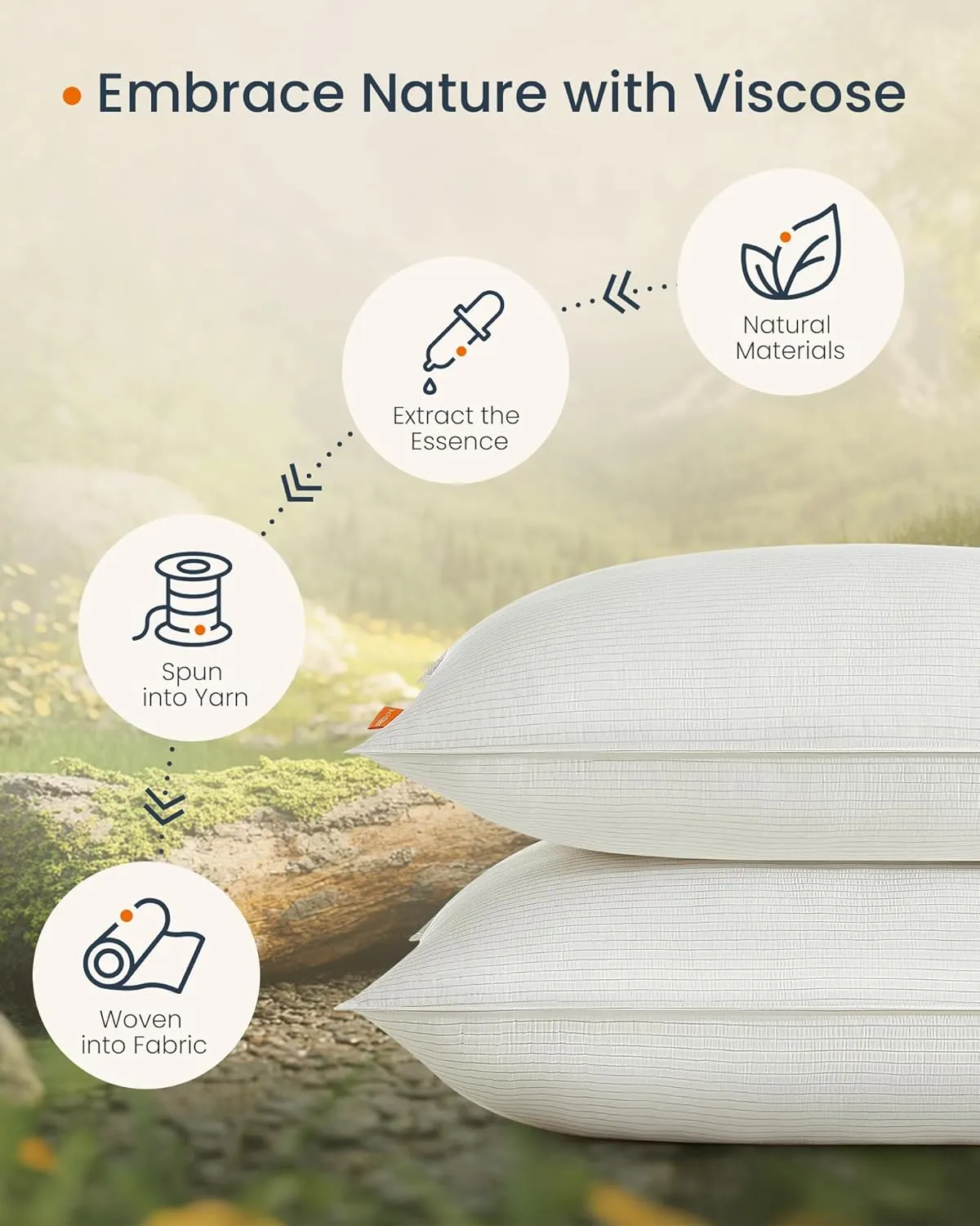 SONGMICS HOME Bed Pillows King Size Set of 2,Down Alternative Hotel Pillow,Skin Friendly Viscose Cooling Seersucker Cover,for Back,Stomach,Side Sleepers,Cloud White UTBP033W01