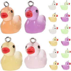 Sosoport 50Pcs Miniature Luminous Duck Statues Resin Duck Crafts Cute Mini Duck Adornments for Micro Landscape Garden Decorations Dollhouse Accessories Glow The Dark Figurines