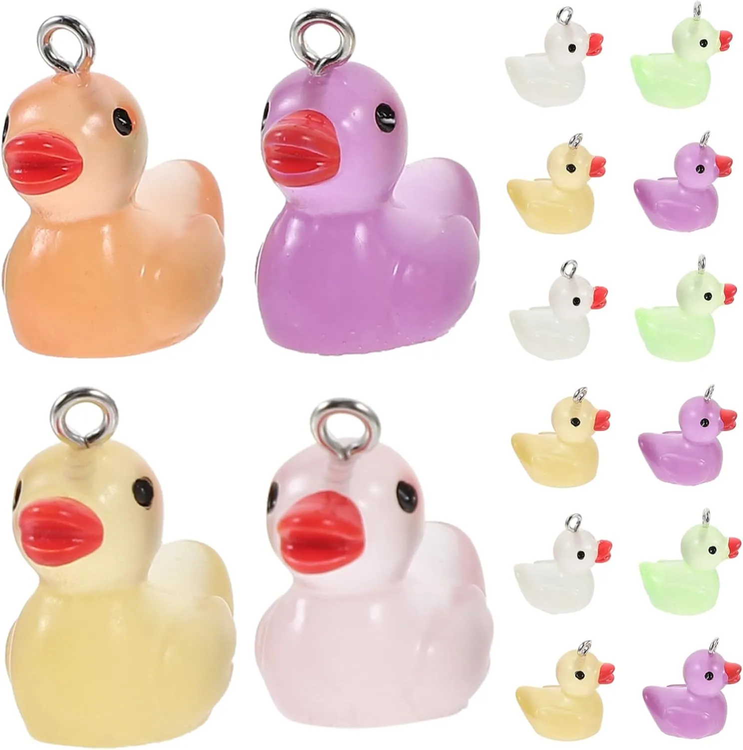 Sosoport 50Pcs Miniature Luminous Duck Statues Resin Duck Crafts Cute Mini Duck Adornments for Micro Landscape Garden Decorations Dollhouse Accessories Glow The Dark Figurines