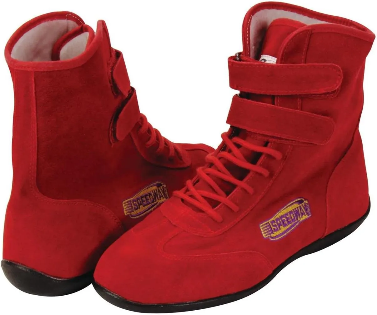 Speedway Motors Red Hightop Racing Shoes, 9.5, SFI 3.3/5, Flexible Leather