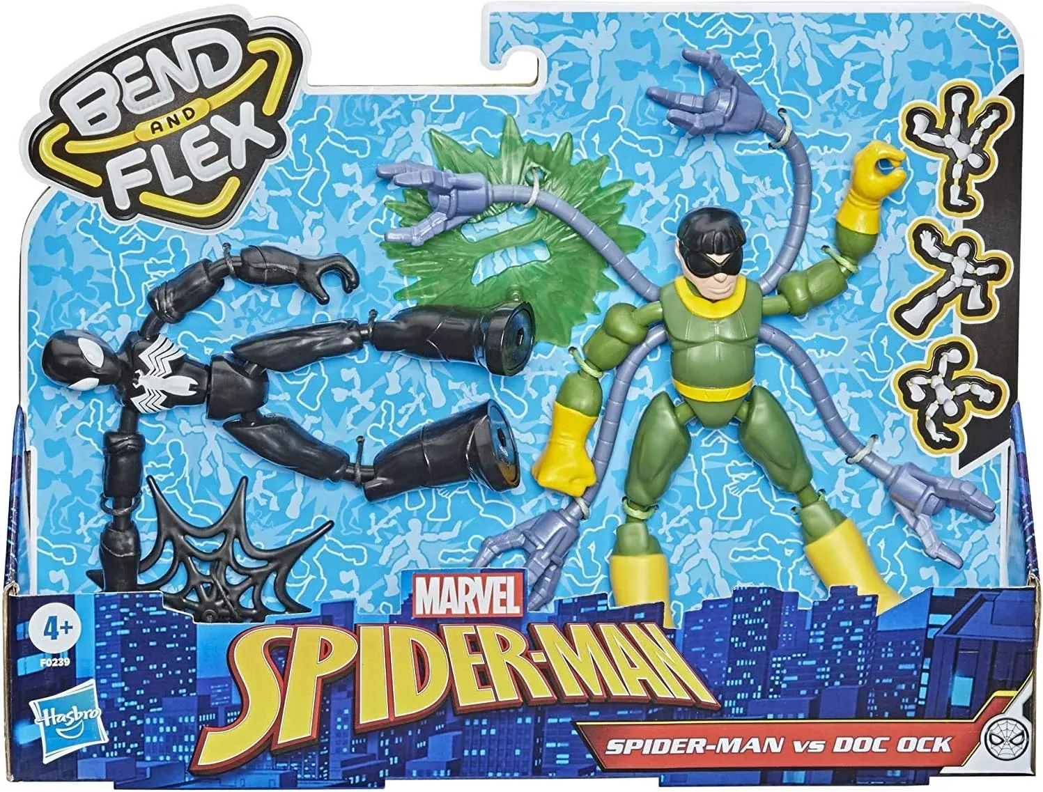 Spider-Man Marvel Bend and Flex Black Suit Vs. Doc Ock Action Figure Toys, 6-inch Flexible Figures, for Kids Ages 4 and Up