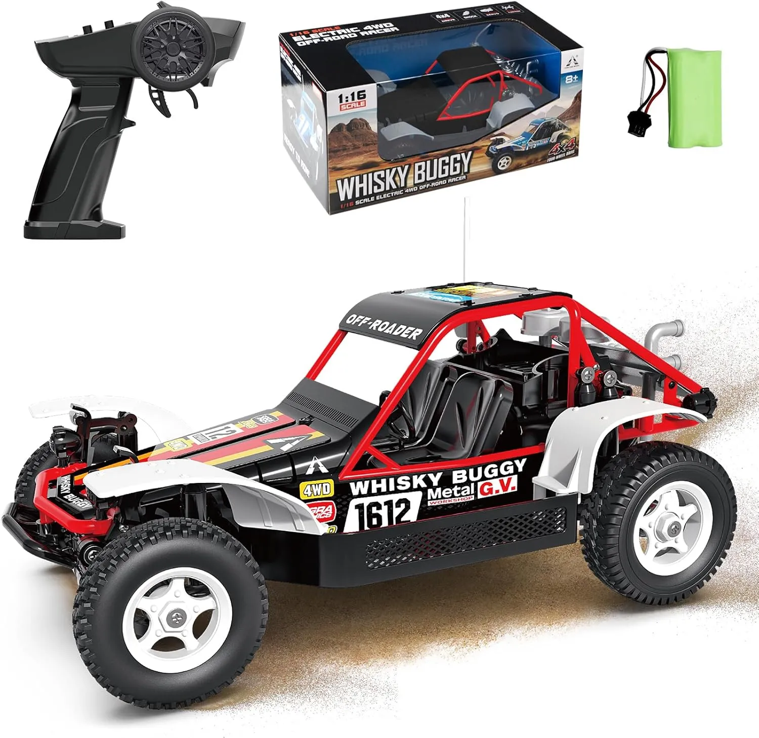 Spobo RC Rock Crawler, 1:16 Scale Remote Control Car, 4x4 Offroad Crawler Remote Control Truck for Adults 280 Carbon Brush High-Speed Motor, All Terrains Vehicle Kids Age 8-13 Gifts
