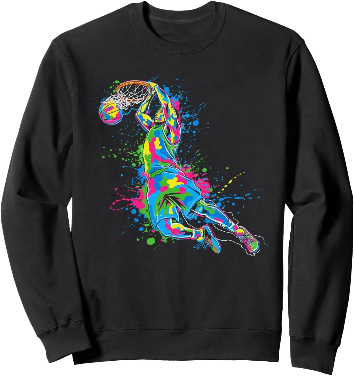 Sport Colorful Basketball Splash Basketball Player Dunk Sweatshirt
