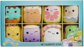 Squishmallows Official Kellytoy Box Set of 8 5 inch Food squishmallows (Chanel, Maya, Keina, Poplina, Sinclair, Maui, Bernardo and Lena), Blue