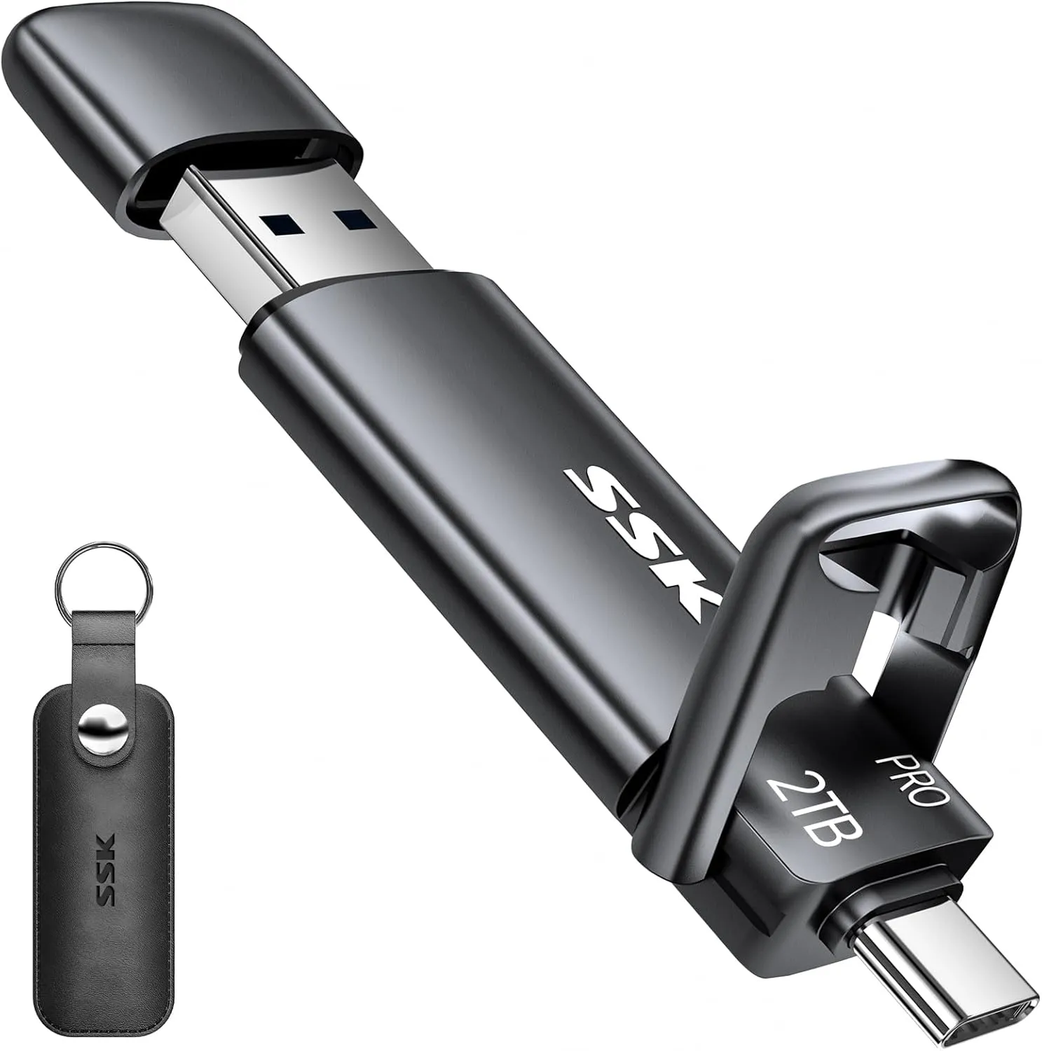 SSK 2TB SSD USB C Stick up to 1000MB/s,Fast External SSD Dual Drive Type-C   USB A 3.2 Gen 2 Solid State Thumb Drive,USB Memory Stick for iPhone 15/PS4/Android Phone/Tablet/Windows/Mac