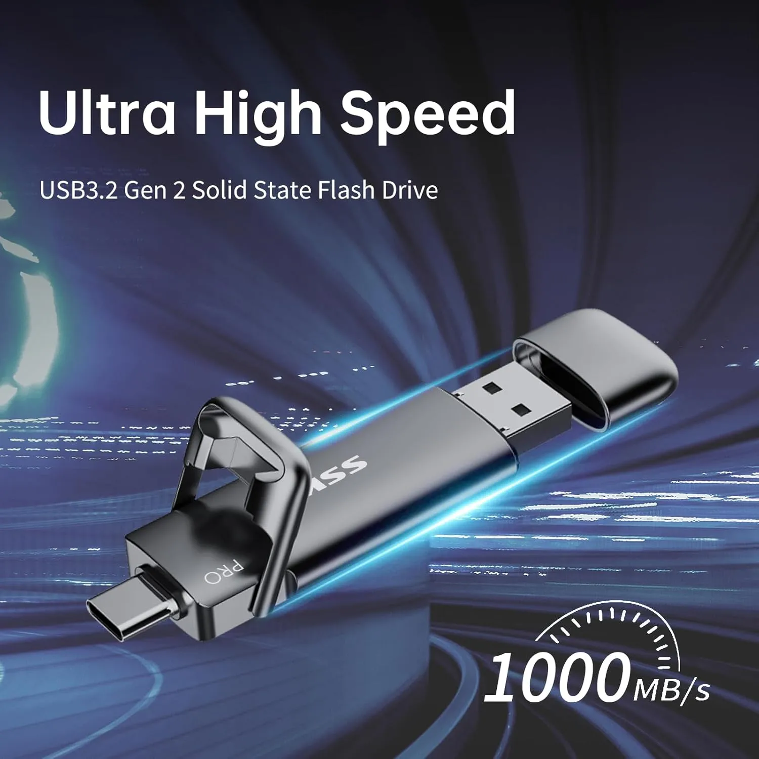 SSK 2TB SSD USB C Stick up to 1000MB/s,Fast External SSD Dual Drive Type-C   USB A 3.2 Gen 2 Solid State Thumb Drive,USB Memory Stick for iPhone 15/PS4/Android Phone/Tablet/Windows/Mac