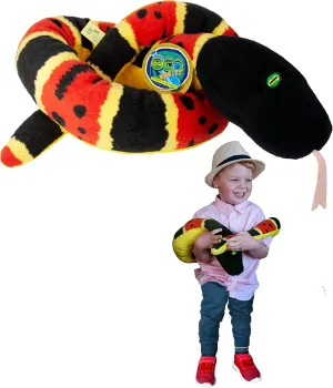 Sssnakes - Coral Snake from Deluxebase. Soft Toy (55") - Soft Plush Made from Recycled Plastic Bottles. Perfect Eco-Friendly Snake Toy for Boys and Girls.