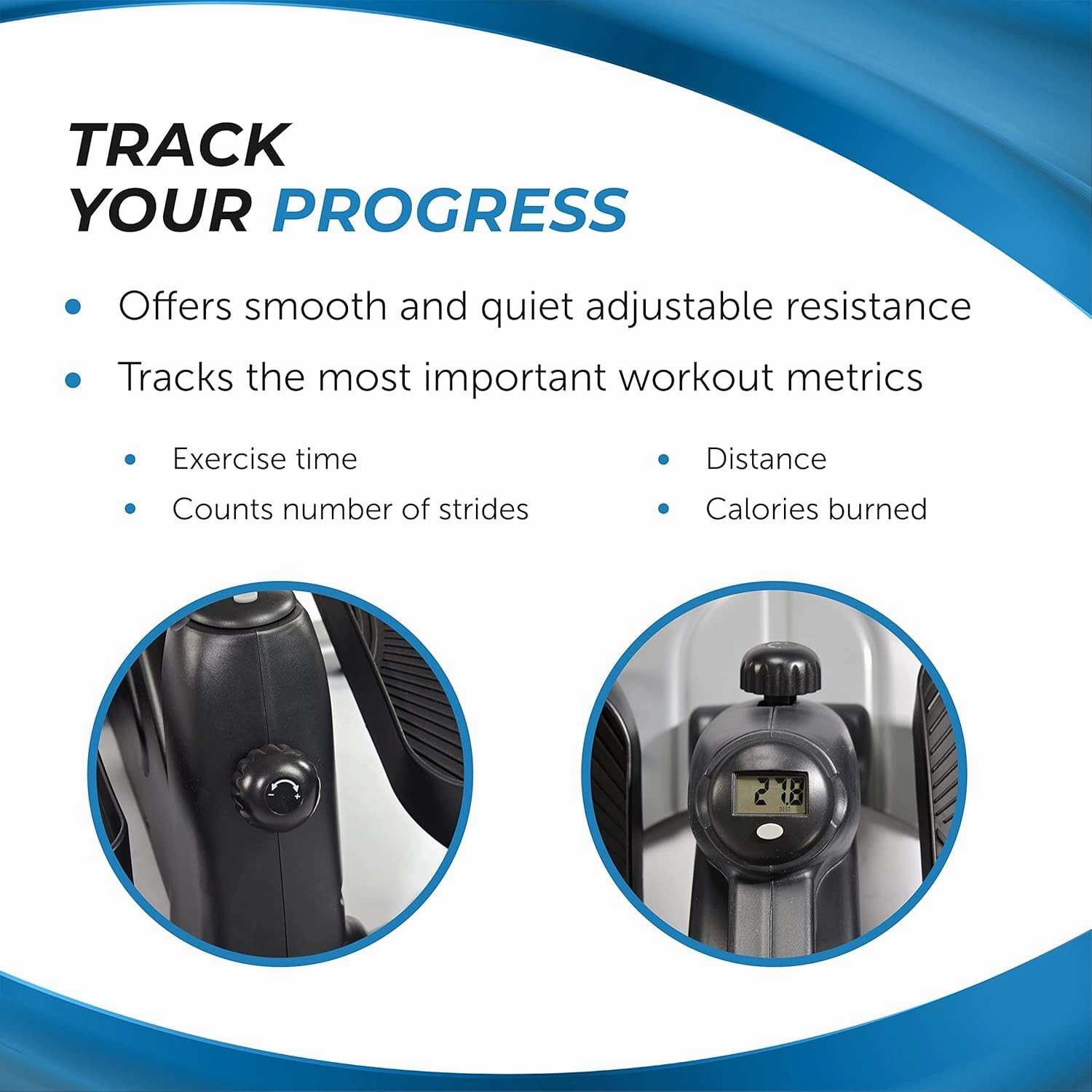 Stamina Inmotion Compact Strider Foot Exercise Machine - Under Desk Elliptical - Standing or Seated Elliptical Fitness Equipment
